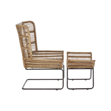 Natural Rattan Lounge Chair and Footstool