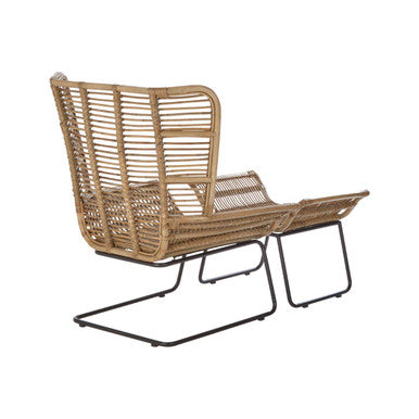 Natural Rattan Lounge Chair and Footstool