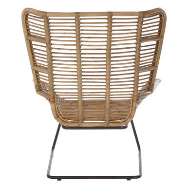 Natural Rattan Lounge Chair and Footstool