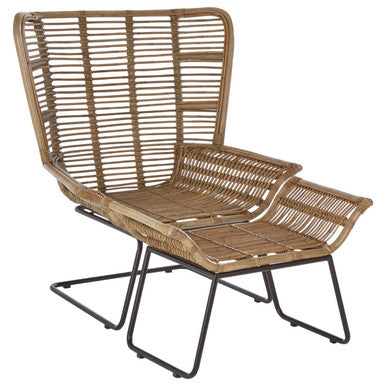 Natural Rattan Lounge Chair and Footstool