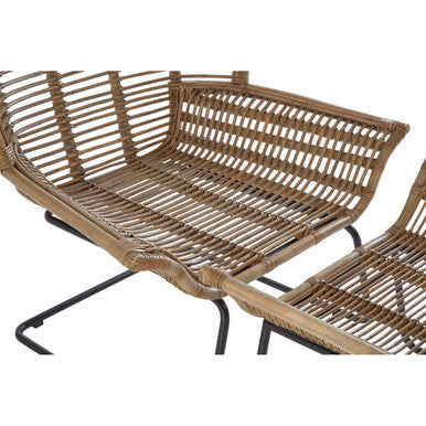 Natural Rattan Lounge Chair and Footstool