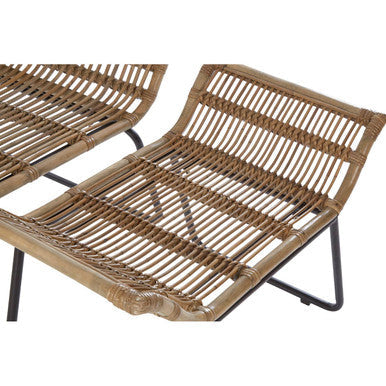 Natural Rattan Lounge Chair and Footstool