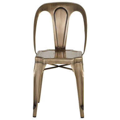 Brass Finish Metal Chair with Perforated Seat