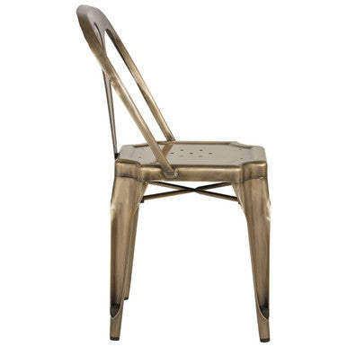 Brass Finish Metal Chair with Perforated Seat