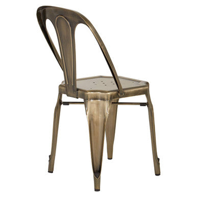 Brass Finish Metal Chair with Perforated Seat