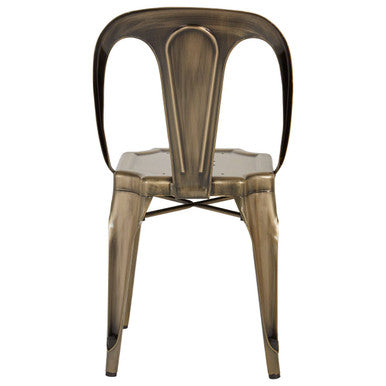 Brass Finish Metal Chair with Perforated Seat