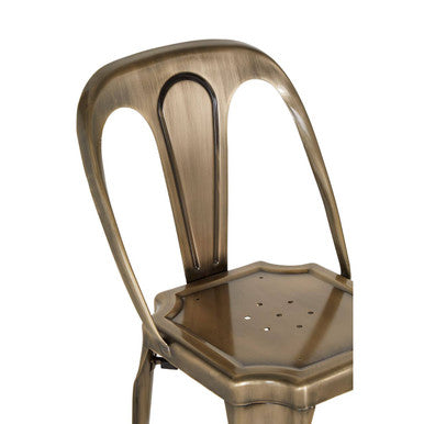 Brass Finish Metal Chair with Perforated Seat