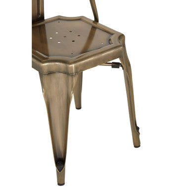 Brass Finish Metal Chair with Perforated Seat