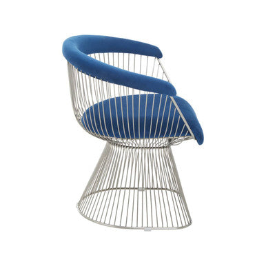 Navy Blue Velvet Accent Chair with Brushed Silver Frame