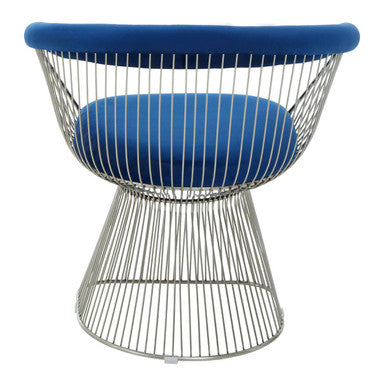 Navy Blue Velvet Accent Chair with Brushed Silver Frame