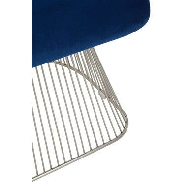 Navy Blue Velvet Accent Chair with Brushed Silver Frame