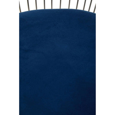 Navy Blue Velvet Accent Chair with Brushed Silver Frame