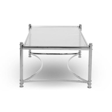 Silver Glass Coffee Table with Clear Top
