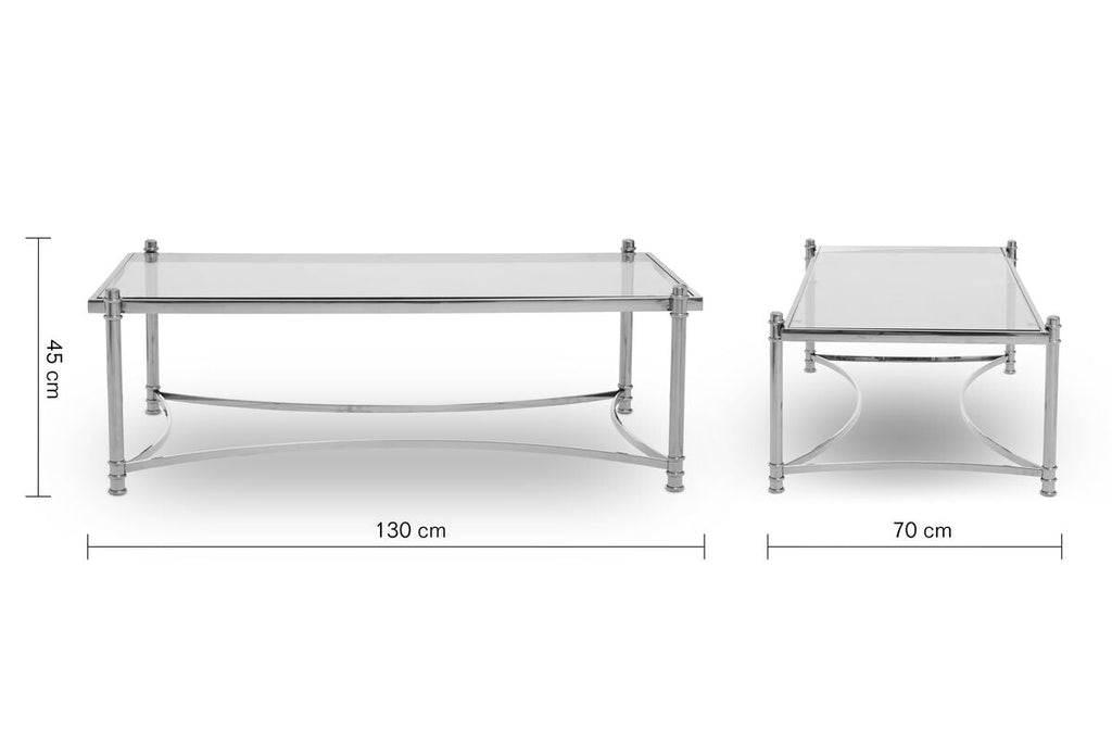 Silver Glass Coffee Table with Clear Top