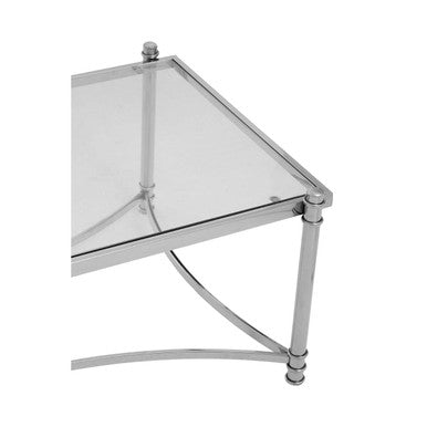 Silver Glass Coffee Table with Clear Top
