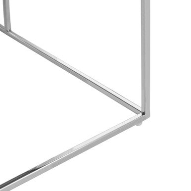 Brushed Silver and Gold Checked Coffee Table with Stainless Steel Square Frame