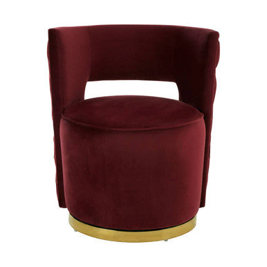Red Wine Velvet Swivel Chair