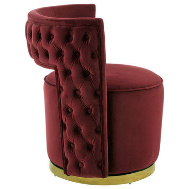 Red Wine Velvet Swivel Chair
