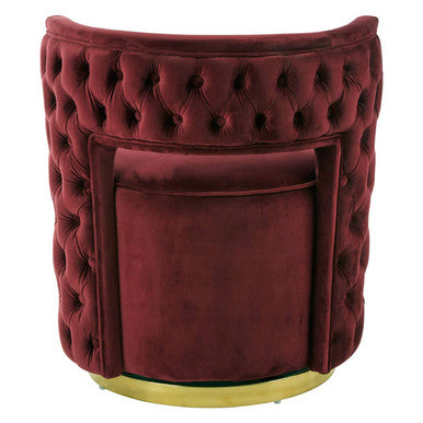 Red Wine Velvet Swivel Chair