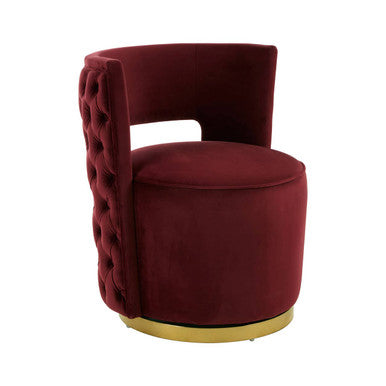Red Wine Velvet Swivel Chair