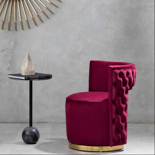 Red Wine Velvet Swivel Chair