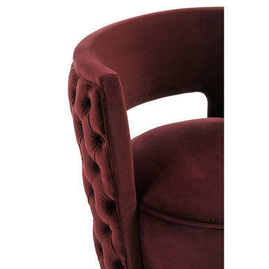 Red Wine Velvet Swivel Chair