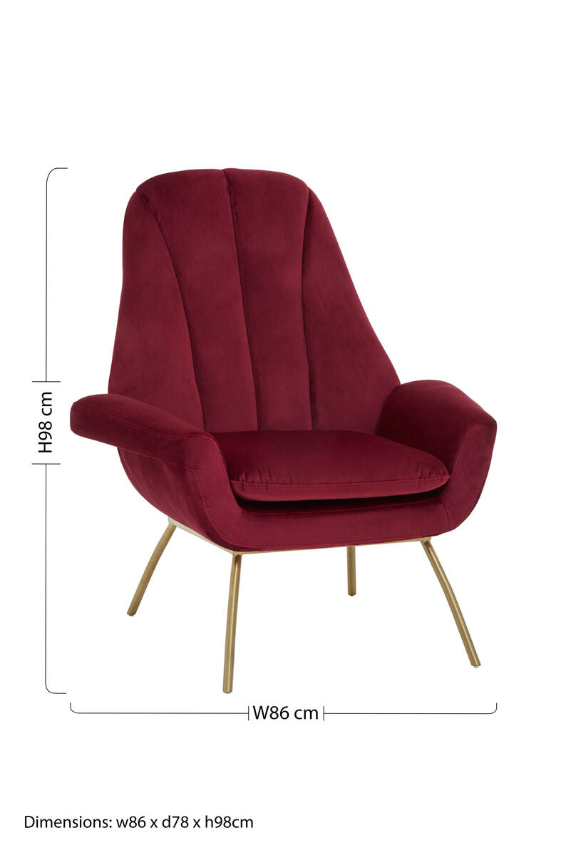 Wine Velvet Lounge Chair