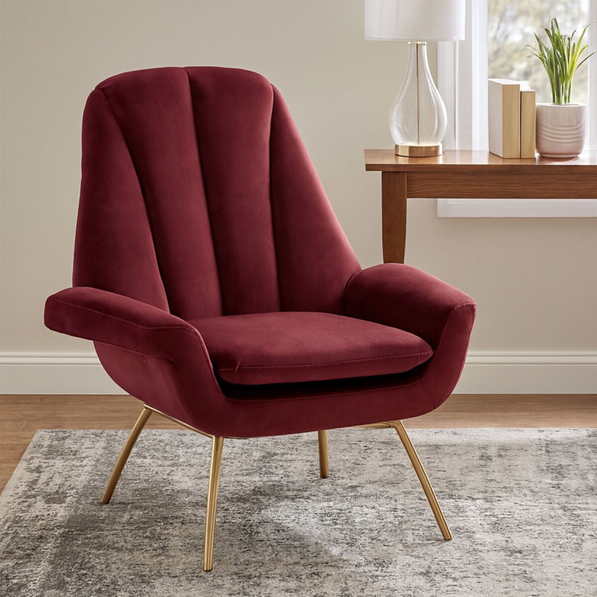 Wine Velvet Lounge Chair