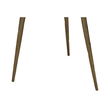 Brown Petrified Wood Side Table with Brass Angular Legs