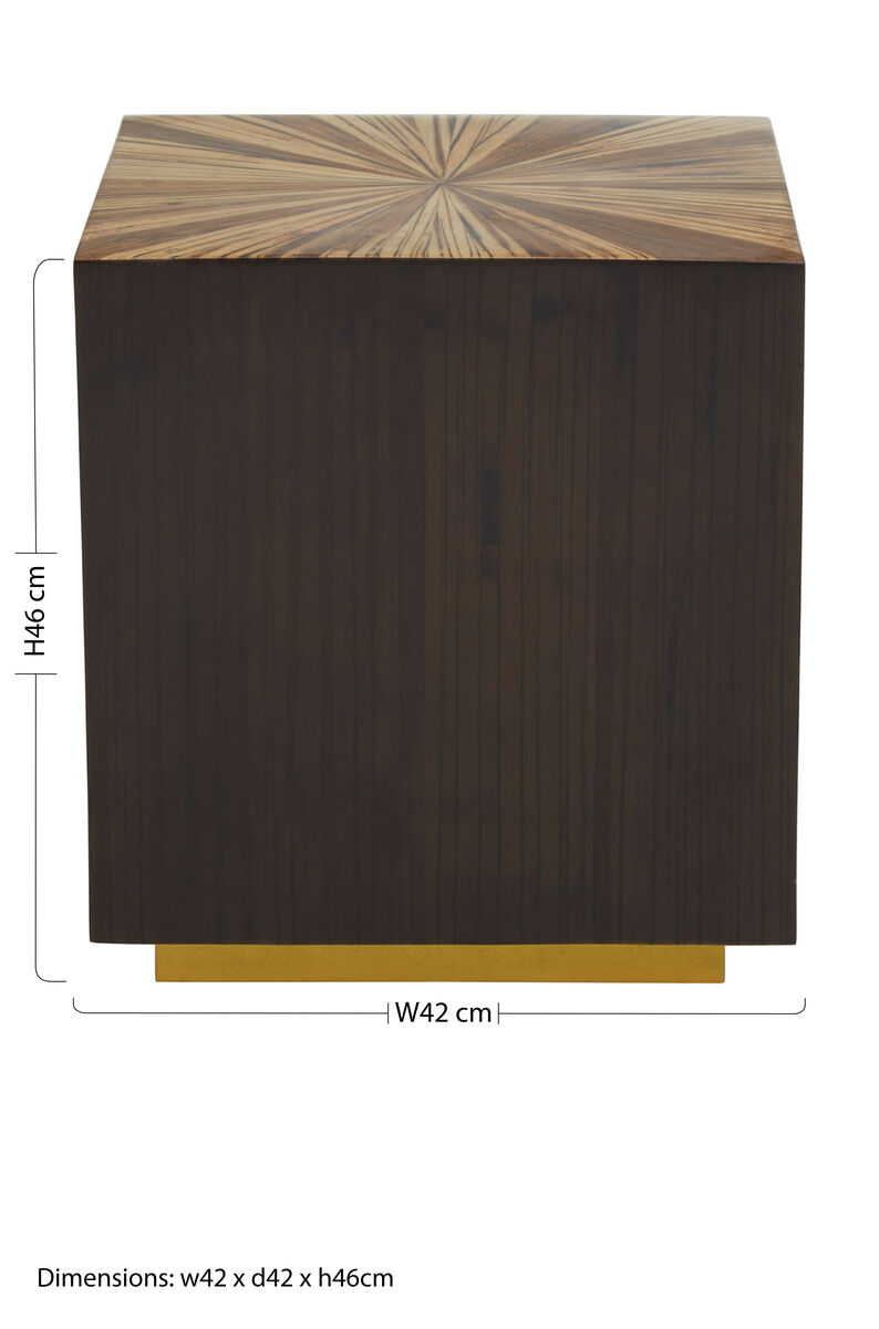 Brown and Gold Sunburst Bamboo Side Table