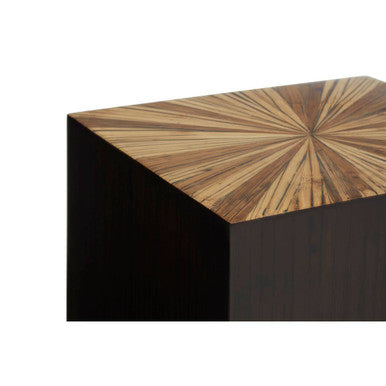 Brown and Gold Sunburst Bamboo Side Table