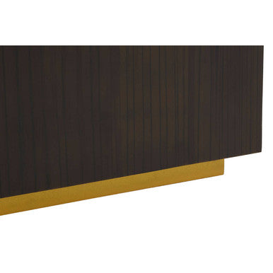 Brown and Gold Sunburst Bamboo Side Table