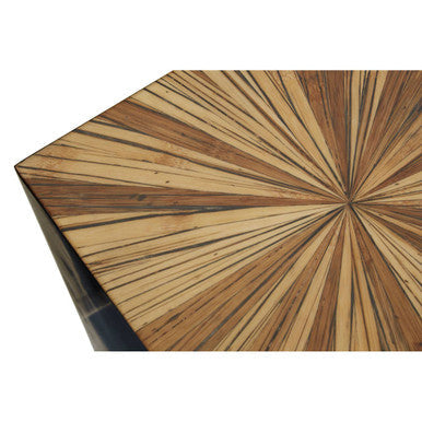 Brown and Gold Sunburst Bamboo Side Table