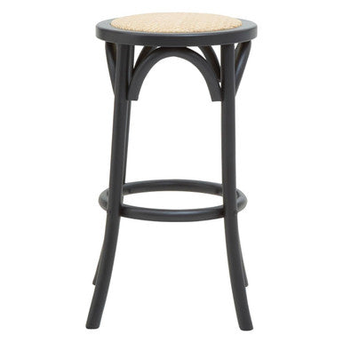 Black and Natural Rattan Counter Stool