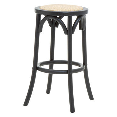 Black and Natural Rattan Counter Stool