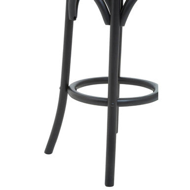 Black and Natural Rattan Counter Stool