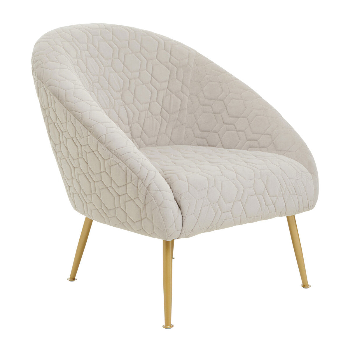 Natural Occasional Chair in Beige Velvet