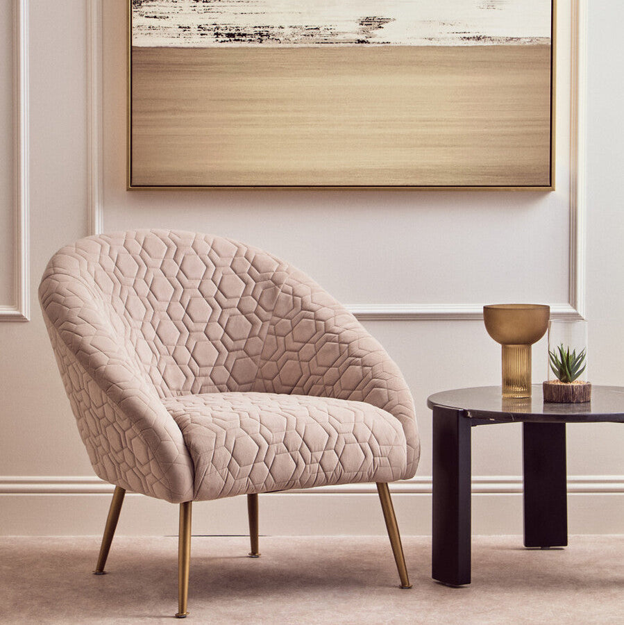 Natural Occasional Chair in Beige Velvet