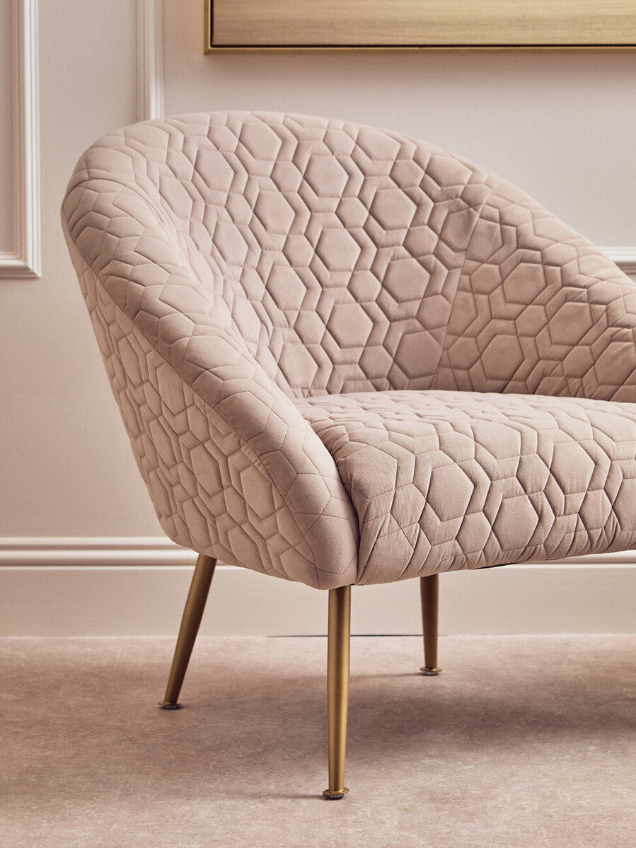 Natural Occasional Chair in Beige Velvet