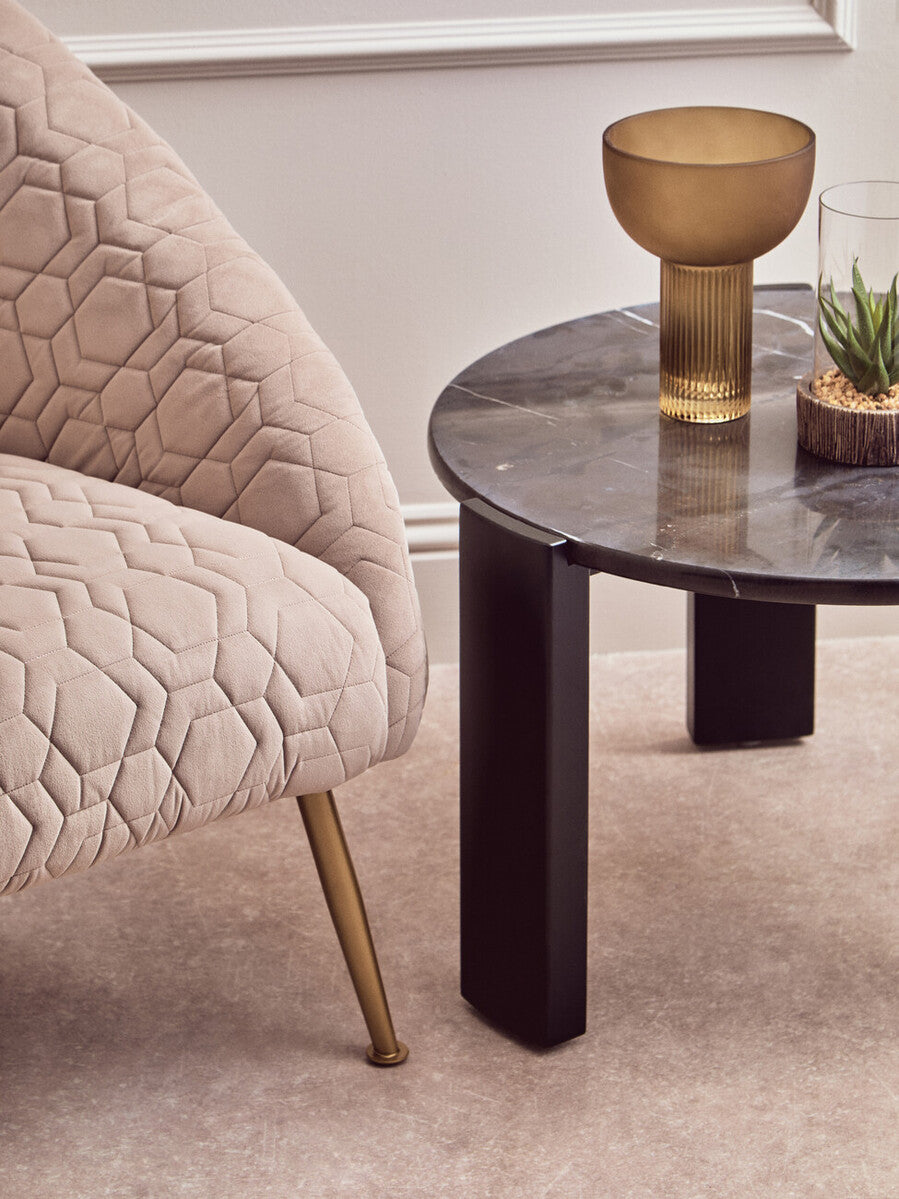 Natural Occasional Chair in Beige Velvet