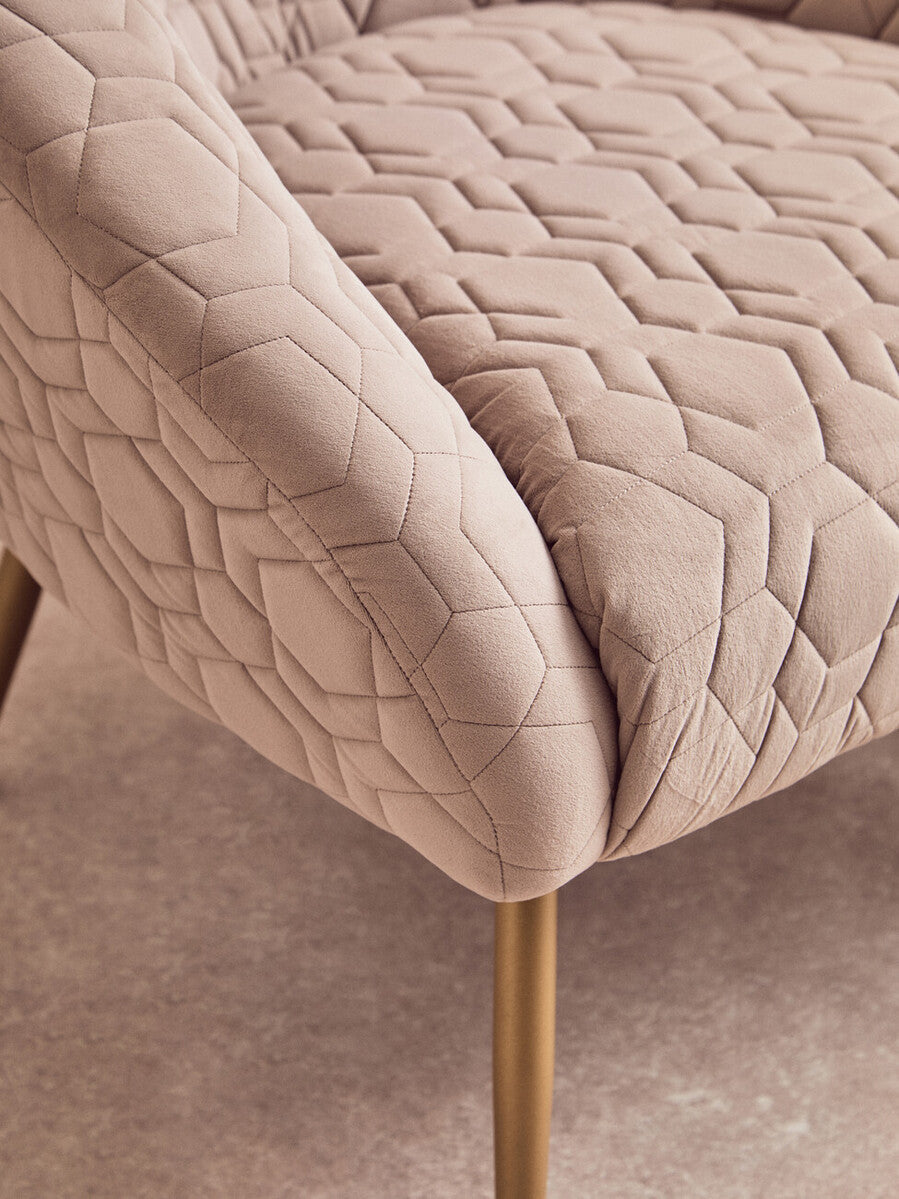 Natural Occasional Chair in Beige Velvet