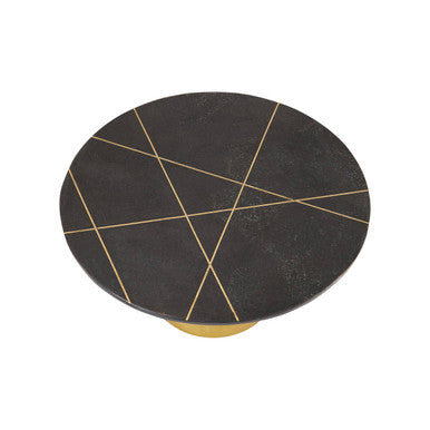 White Marble Round Top Coffee Table with Gold Sculptural Base