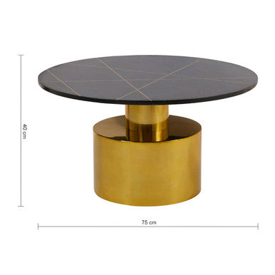 White Marble Round Top Coffee Table with Gold Sculptural Base