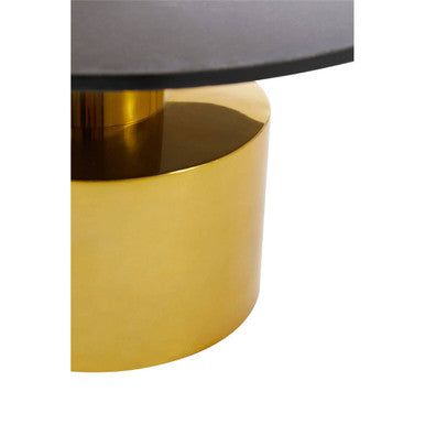 White Marble Round Top Coffee Table with Gold Sculptural Base