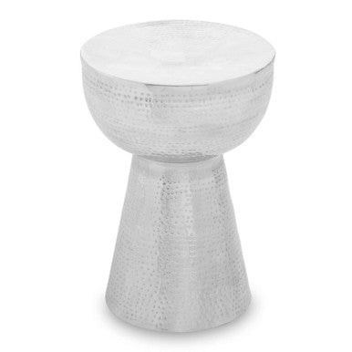 Polished Silver Aluminium Accent Table with Tapered Base