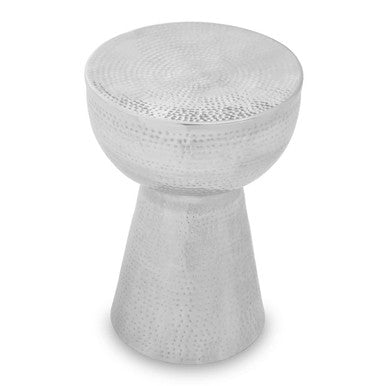 Polished Silver Aluminium Accent Table with Tapered Base