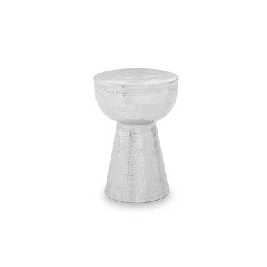 Polished Silver Aluminium Accent Table with Tapered Base