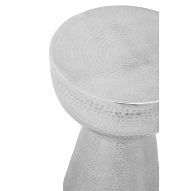Polished Silver Aluminium Accent Table with Tapered Base