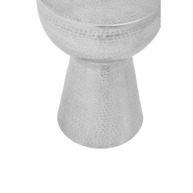 Polished Silver Aluminium Accent Table with Tapered Base