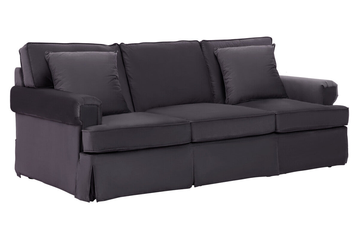 3 Seater Black Velvet Sofa Ralph